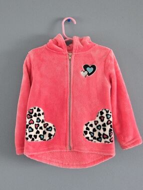 Girls (4) Plush Pink Bear Ear Hooded Jacket